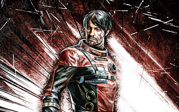 Male Morgan Yu, grunge art, Prey, Doctor Morgan Yu, brown abstract rays, Prey characters, Morgan Yu Prey HD wallpaper