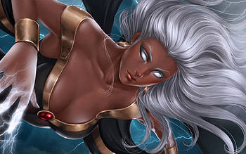 Storm, blue, white, art, girl, woman, fantasy, game, ororo monroe, marvel HD wallpaper