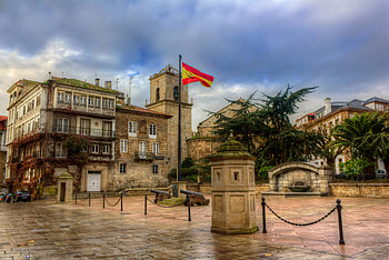 Cities, r, Spain, Square In La Coruña, Square In La Corunier, Square In La Coruna HD wallpaper