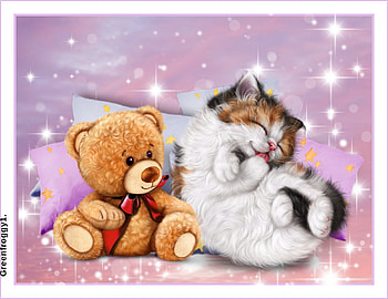 BEDTIME, ART, KITTEN, ABSTRACT, TRDDY HD wallpaper