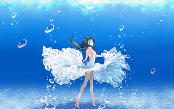 splash, blue, anime, pretty, whilte, girl, manga, water, artistic HD wallpaper