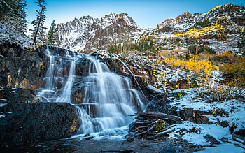 Waterfall in California, waterfall, california, water, forest HD wallpaper