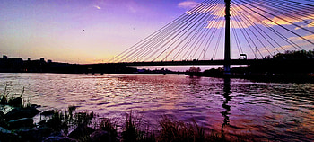 Wisła Warsaw Poland, water, city, evening HD wallpaper