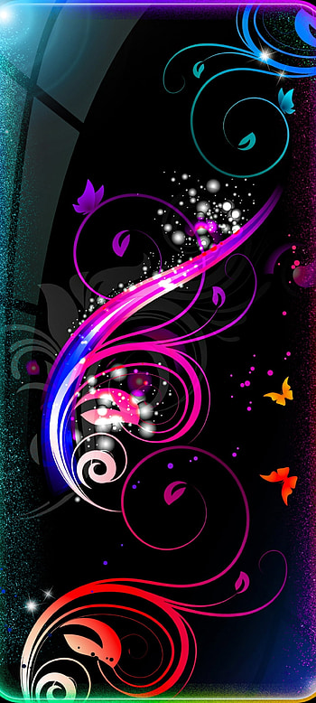 Colorful Fanghua, electric blue, magenta, design, metal, Themes HD phone wallpaper