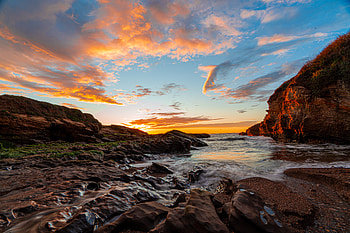 Nature, Water, Sunset, Rocks, Shore, Bank HD wallpaper