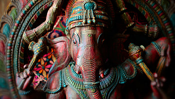 Close-up of an old Ganesh sculpture, Karnataka, India, Ganesh, religious, hinduism HD wallpaper