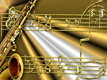 RHYTHM OF SAX, glod, notes, music, siver, saxa HD wallpaper