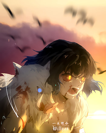 Inosuke, javali, demon slayer, katana, kimetsu no yaiba, kimetsu, oni HD phone wallpaper