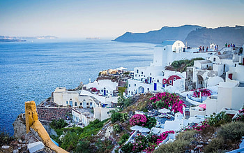 Awe-inspiring architecture, Iconic blue domes, White-washed buildings, Santorini charm HD wallpaper