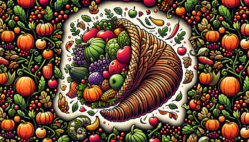 Horn of Plenty - Vibrant Cornucopia Background, cornucopia, fruit, vegetable, harvest, Autumn HD wallpaper