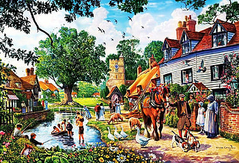 old england, retro, house, vintage, england HD wallpaper