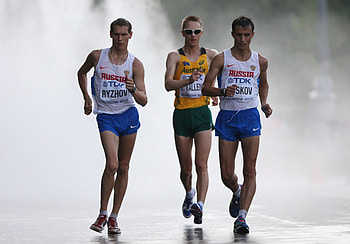 Mikhail Ryzhov, Ivan Noskov, and Jared Tallent, Racewalking HD wallpaper
