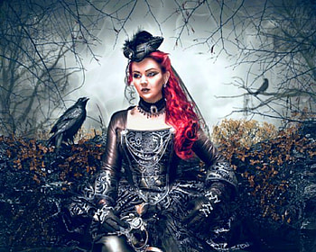 Goth, crow, dark, woman HD wallpaper