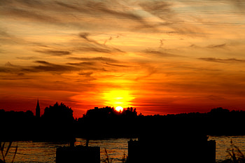 Sunset the Rupel river near by Wintam (BE), rupel, sun, wintam, sunset, sun goes down, belgium HD wallpaper