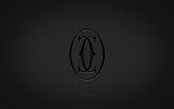 Cartier carbon logo, , grunge art, carbon background, creative, Cartier black logo, brands, Cartier logo, Cartier HD wallpaper