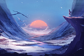 Dragon Winter Snow Anime Manga , anime, manga, dragon, winter, snow HD wallpaper