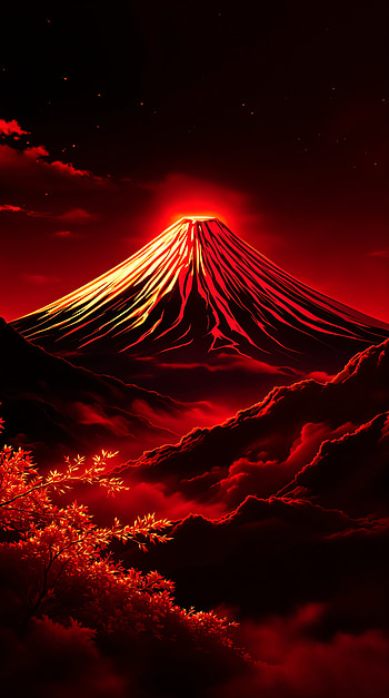 Crimson Fuji — Mount Fuji for & Android, Mount Fuji, red HD phone wallpaper