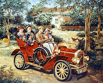 By Lee Dubin. Sunday drive, painting, lee dubin, art, family, man, car, people, woman HD wallpaper