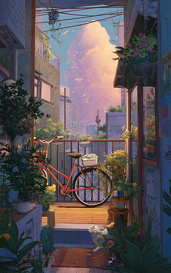 Aesthetic Plant & Bicycle Landscape - Serene View, aesthetic, plant, bicycle HD phone wallpaper