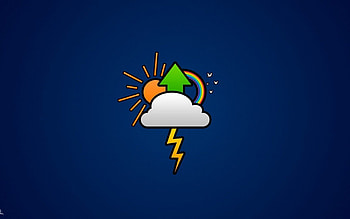 Sun, Rainbow, Arrow, Vector, Blue Background, Cloud HD wallpaper