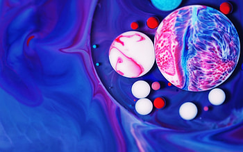 Blue, abstract, planets, space HD wallpaper