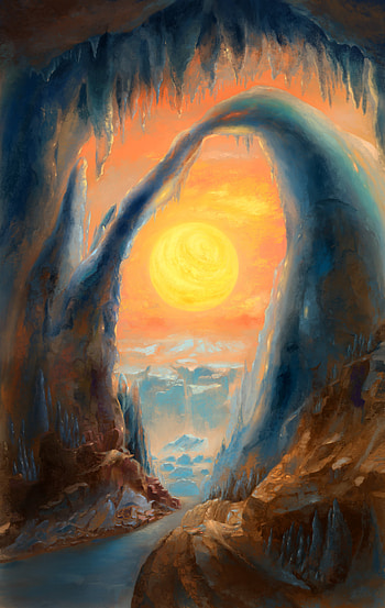 Art, Sun, Paint, Cave, Arch, Canvas HD phone wallpaper