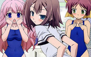 SwimSuit Pool Beauty, tv show, baka test, anime, wall, new, beauty HD wallpaper