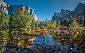 mountain river, morning, sunrise, mountain landscape, rocks, mountains, Yosemite National Park, California, USA HD wallpaper