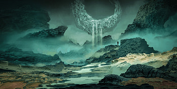 Landscape, Fantasy, Art, Rocks, Silhouette, Cave HD wallpaper