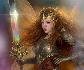 Warrior girl, fantasy, sword, girl, james child, armor, warrior HD wallpaper