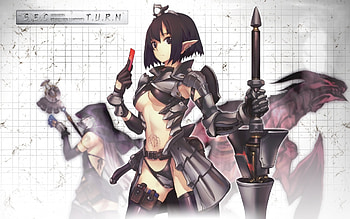 armored elf, brown eyes, weapon, short hair, black hair, elf, armor HD wallpaper