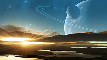 Abstract, Shine, Light, Drawing, , Planet, Saturn HD wallpaper