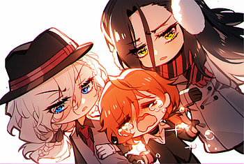 Bungou Stray Dogs, Chuya Nakahara, Anime, Arthur Rimbaud (Bungo Stray Dogs), Paul Verlaine (Bungo Stray Dogs) HD wallpaper