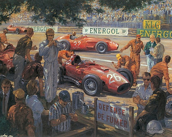 Alan Fearnley art, alan fearnley, painting, art, man, car, people, race HD wallpaper