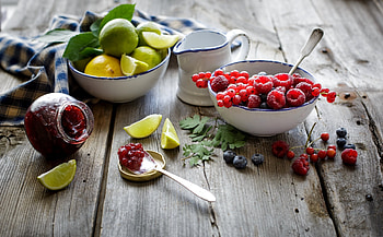 Food, Fruits, Raspberry, Lime, Bilberries, Berries, Currant, Lemon, Citrus, Jar, Jam, Citruses, Spoon HD wallpaper