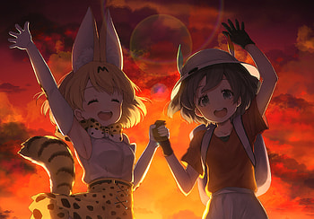 Kemono Friends, anime-girl, anime, artwork HD wallpaper