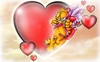 Got Ya!, valentine, cartoon, love, hearts, cupid, comic, cat, garfield HD wallpaper