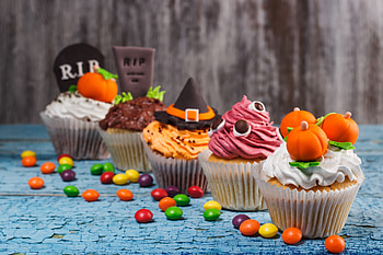 Halloween, cake, cupcakes, dessert HD wallpaper