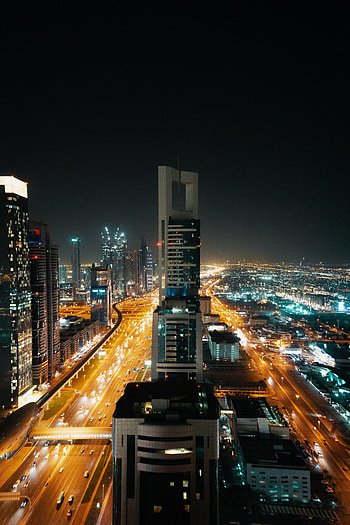 Cities, Night, City, Building, Lights, View From Above, Skyscrapers HD phone wallpaper