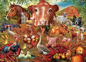 animal family, horses, cows, country, animals HD wallpaper