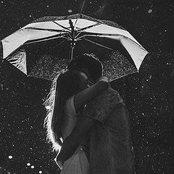 Black and white rain hug, Emotional connection, Intimate atmosphere, Rainy day HD phone wallpaper