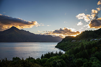 Nature, Trees, Sunset, Mountains, Lake, Wakatipu, New Zealand HD wallpaper