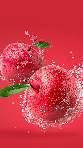 Red apples, drop, water-splash, splash HD phone wallpaper
