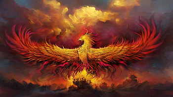 Fiery Phoenix, phoenix, artist, digital-art, deviantart HD wallpaper