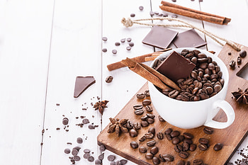 Decadent Coffee & Chocolate Bliss, coffee beans, chocolate, cup, food, coffee HD wallpaper