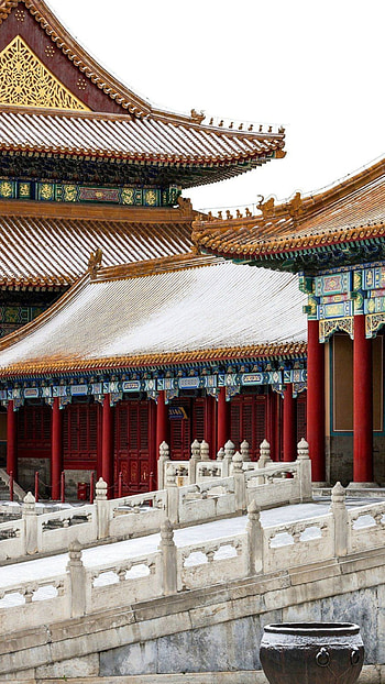 Forbidden City, Scenic beauty, Snowy landscape, Chinese architectural marvel HD phone wallpaper