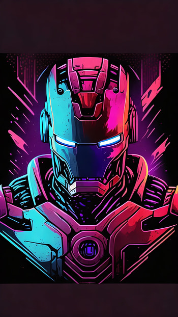 Iron Man, AI Art, colors, synthwave, Iron Man HD phone wallpaper