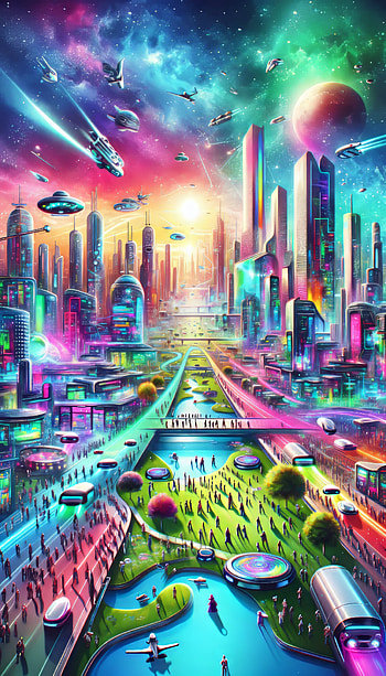 Futuristic Cityscape Mobile, futuristic city, Digital Art, vibrant colors HD phone wallpaper