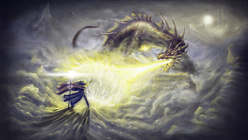 wizard, fantasy, dragon HD wallpaper