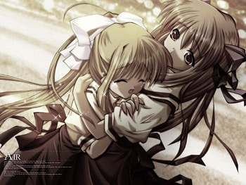 Anime, two, girl, crying HD wallpaper